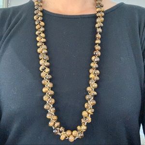 NWT Tuleste Tiger’s Eye Woven Necklace